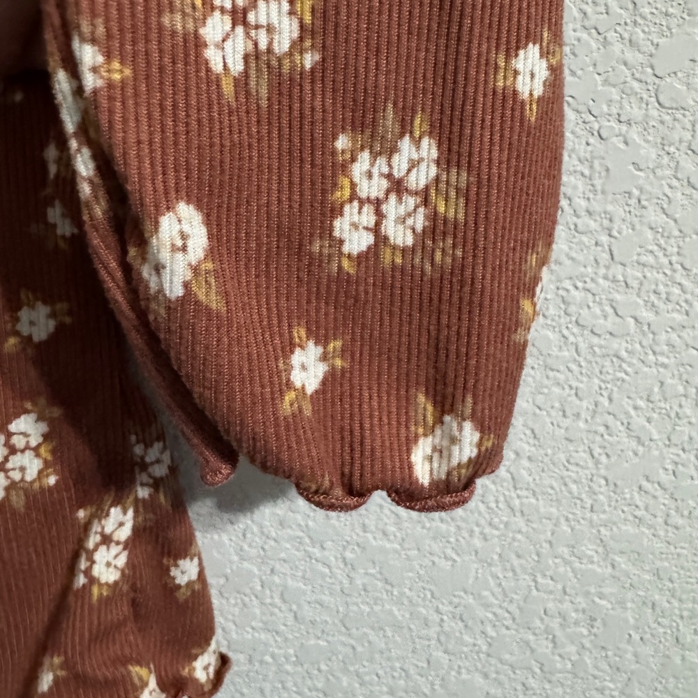 Floral Button-Front Long Sleeve Top - Mauve - Picture 4 of 5